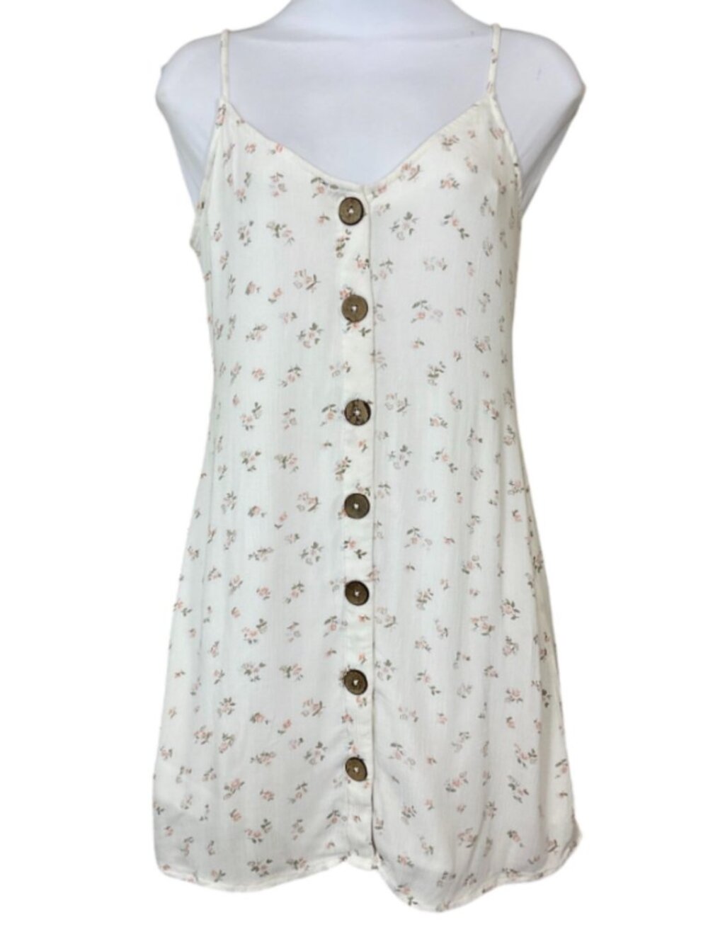 BillaBong Sweet For Ya in Salt Crystal Slip Dress Decorative Buttons Small